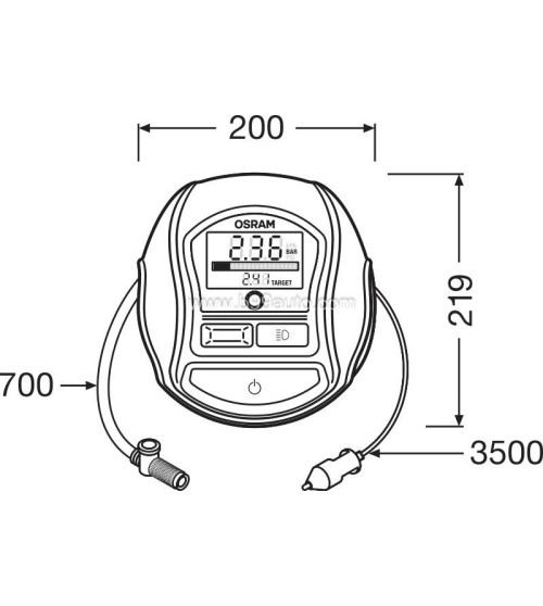 Osram TYREinflate 1000 Légkompresszor - Feltekerhető gumiabroncs pumpa